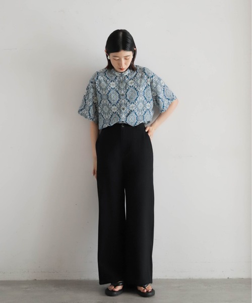 NOMBRE IMPAIR(ノンブルアンペール)の「TRシアサッカー ワイドフレアパンツ(その他パンツ・レディース・ブラック/ネイビー・SMALL/MEDIUM)」の8枚目の写真