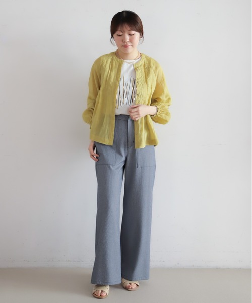 NOMBRE IMPAIR(ノンブルアンペール)の「TRシアサッカー ワイドフレアパンツ(その他パンツ・レディース・ブラック/ネイビー・SMALL/MEDIUM)」の9枚目の写真