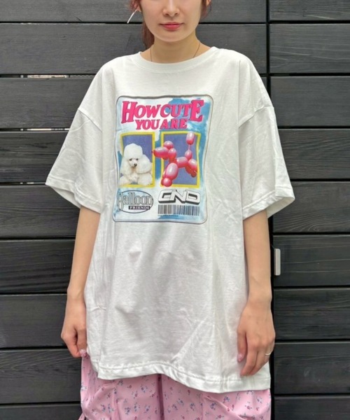 Candy Stripper(キャンディストリッパー)の「HOW CUTE YOU ARE BIG Tシャツ(Tシャツ/カットソー・レディース・ブラック/ライトブルー/オフホワイト・FREE)」の2枚目の写真