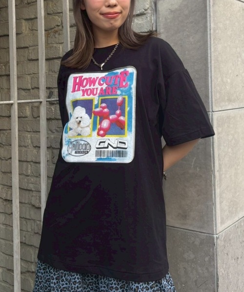 Candy Stripper(キャンディストリッパー)の「HOW CUTE YOU ARE BIG Tシャツ(Tシャツ/カットソー・レディース・ブラック/ライトブルー/オフホワイト・FREE)」の1枚目の写真