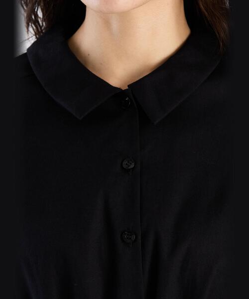 美品　トゥービーバイアニエスベー シャツワンピース 丸襟　Aライン ブラック　M ニューレディドレス（シャツワンピース）｜To b. by agnes b