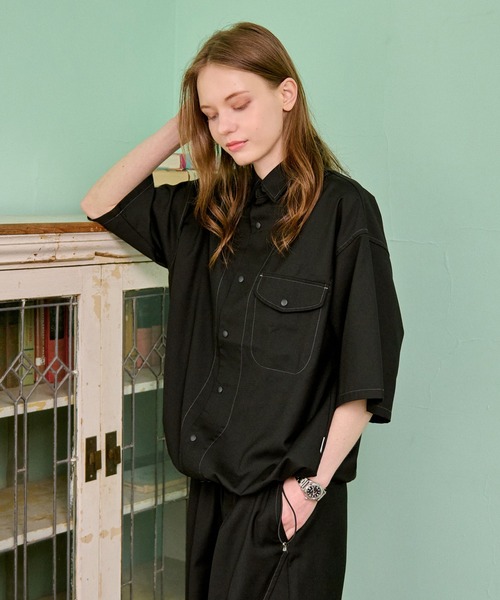 セール】CURVE STITCH SNAP WORK SHIRT /カーブステッチスナップワーク