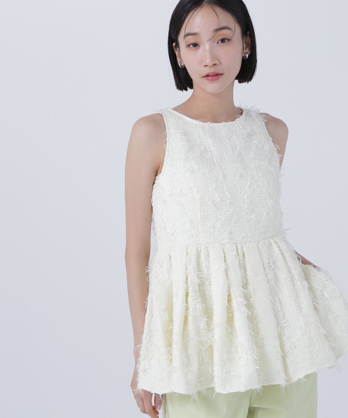 NATURALBEAUTYBASIC BLANCツイードアメスリペプラムトップス セール】◇【BLANC】ツイードアメスリペプラムトップス（シャツ