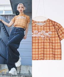 DURAS（デュラス）の「シアーチェッククロップTシャツ（Tシャツ/カットソー）」