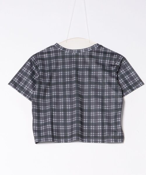 DURAS(デュラス)の「シアーチェッククロップTシャツ(Tシャツ/カットソー・レディース・チャコール/パープル/オレンジ・MEDIUM/SMALL)」の8枚目の写真