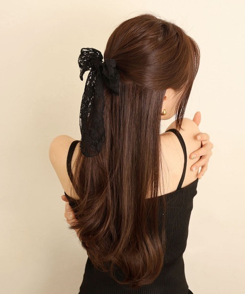 セール】総レース ロングリボン バレッタ（バレッタ/ヘアクリップ