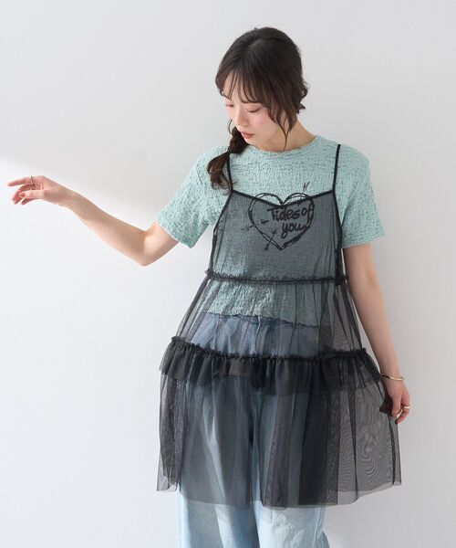 earth music&ecology（アースミュージックアンドエコロジー）の「チュールミニキャミワンピース（ワンピース・レディース・オフホワイト/ブラック/サックスブルー・FREE）」の21枚目の写真