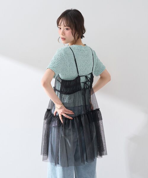 earth music&ecology（アースミュージックアンドエコロジー）の「チュールミニキャミワンピース（ワンピース・レディース・オフホワイト/ブラック/サックスブルー・FREE）」の22枚目の写真