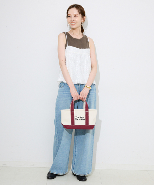 SLOBE IENA（スローブイエナ）の「《追加3》The Skirt Chronicles SLOBE別注 キャンバスミニトートバッグ（トートバッグ・レディース・ネイビー/ベージュ系その他/ボルドー・FREE）」の9枚目の写真