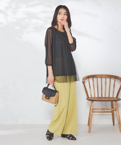 a.v.v（アーヴェヴェ）の「チュールレイヤードトップス（Tシャツ/カットソー・レディース・ブラック/ライトグレー・40/38/36）」の19枚目の写真