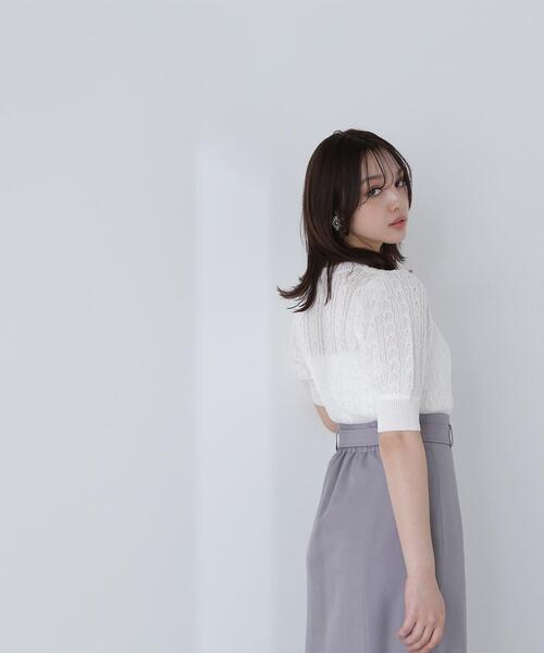 NATURAL BEAUTY BASIC(ナチュラルビューティーベーシック)の「◇透かしケーブルニット(ニット/セーター・レディース・ブラウン/オフホワイト/レッド・FREE)」の10枚目の写真