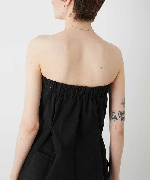 LA PEAU DE GEM（ラポドゥジェム）の「【LA PEAU DE GEM】bare top rompers/ベアトップロンパース（サロペット/オーバーオール・レディース・ベージュ/ブラック・1/2）」の4枚目の写真