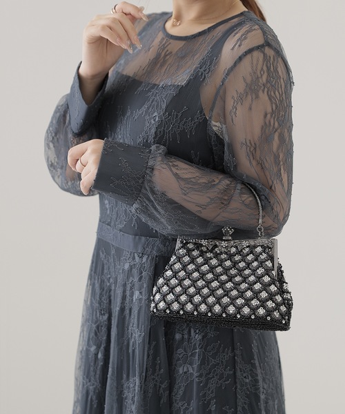 Lace Ladies(レースレディース)の「エレガント ビーズ 2WAY がま口 バッグ(クラッチバッグ・レディース・シルバー/ベージュ/ブラック・FREE)」の8枚目の写真