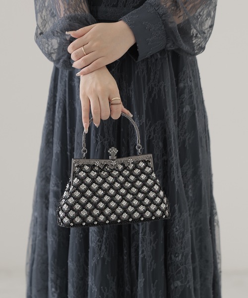Lace Ladies(レースレディース)の「エレガント ビーズ 2WAY がま口 バッグ(クラッチバッグ・レディース・シルバー/ベージュ/ブラック・FREE)」の9枚目の写真
