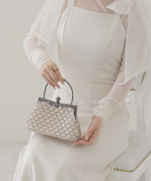 Lace Ladies(レースレディース)の「エレガント ビーズ 2WAY がま口 バッグ(クラッチバッグ・レディース・シルバー/ベージュ/ブラック・FREE)」の18枚目の写真