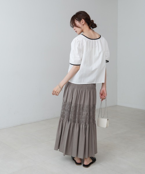 Bab(バブ)の「パイピングリボンブラウス(シャツ/ブラウス・レディース・オフホワイト/ベージュ/ピンク・M)」の22枚目の写真