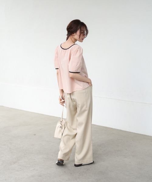 Bab(バブ)の「パイピングリボンブラウス(シャツ/ブラウス・レディース・オフホワイト/ベージュ/ピンク・M)」の15枚目の写真