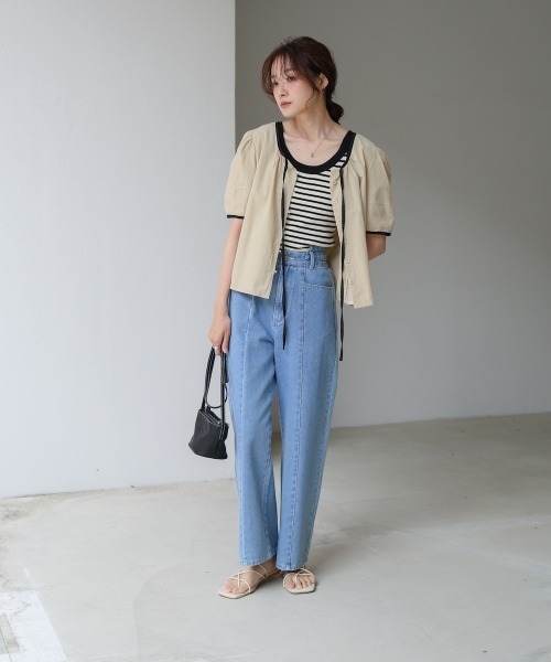 Bab(バブ)の「パイピングリボンブラウス(シャツ/ブラウス・レディース・オフホワイト/ベージュ/ピンク・M)」の4枚目の写真