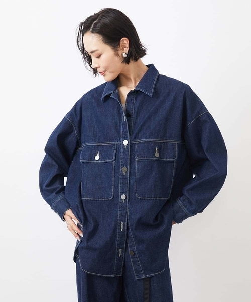 MICHEL KLEIN（ミッシェル・クラン）の「[セットアップ対応]デニムカバーオールジャケット（デニムジャケット・レディース・ネイビー・38）」の2枚目の写真