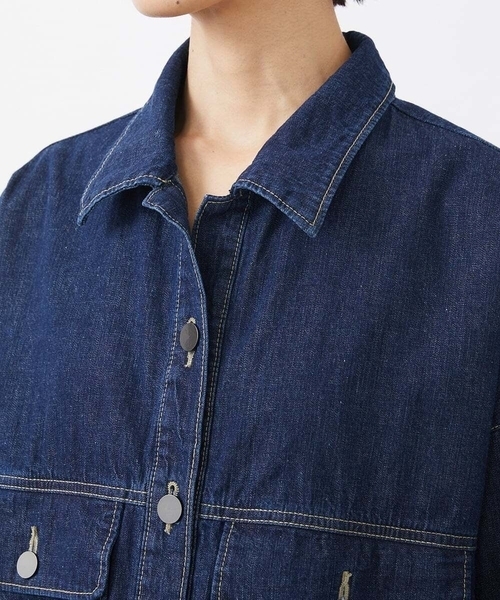 MICHEL KLEIN（ミッシェル・クラン）の「[セットアップ対応]デニムカバーオールジャケット（デニムジャケット・レディース・ネイビー・38）」の3枚目の写真