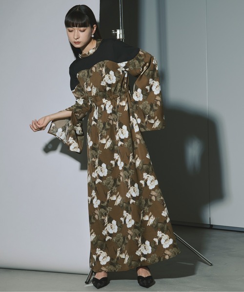 セール】Assorted sheer docking フラワーワンピース