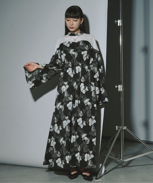 セール】Assorted sheer docking フラワーワンピース