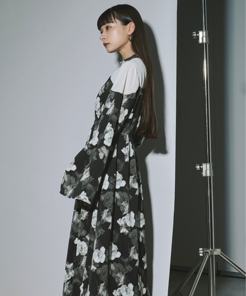 【新品タグ付き】acka sheer flower one-piece flower lace drape one-piece – Acka online store