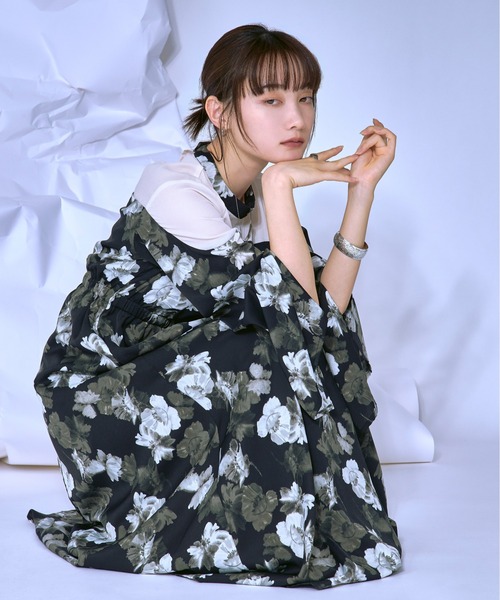 セール】Assorted sheer docking フラワーワンピース