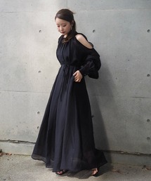 LAULEN（ローレン）の「open shoulder gather long dress  オープンショルダーギャザー ロングワンピース（ワンピース）」