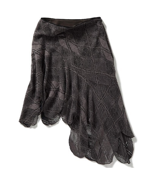 スカート Knit Lace Jagged-hem Skirt / Brown Knit Lace Jagged-hem Skirt（スカート）｜PERVERZE（パーバーズ）の