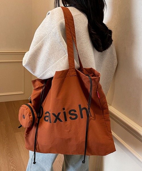 florist（フローリスト）の「【ポーチ付・A4収納可】ビッグロゴプリントトートバッグ（トートバッグ・レディース・オフホワイト/レッド/ブラック/オレンジ/キャメル/グリーン・FREE）」の4枚目の写真