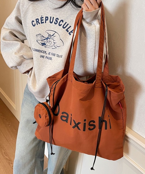 florist（フローリスト）の「【ポーチ付・A4収納可】ビッグロゴプリントトートバッグ（トートバッグ・レディース・オフホワイト/レッド/ブラック/オレンジ/キャメル/グリーン・FREE）」の17枚目の写真