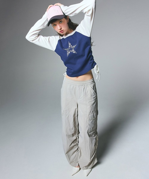 X-girl(エックスガール)の「LETTERING LOGO EMBROIDERED TRUCKER CAP(キャップ・レディース・ホワイト/ベージュ/ライトピンク・ONE SIZE)」の10枚目の写真