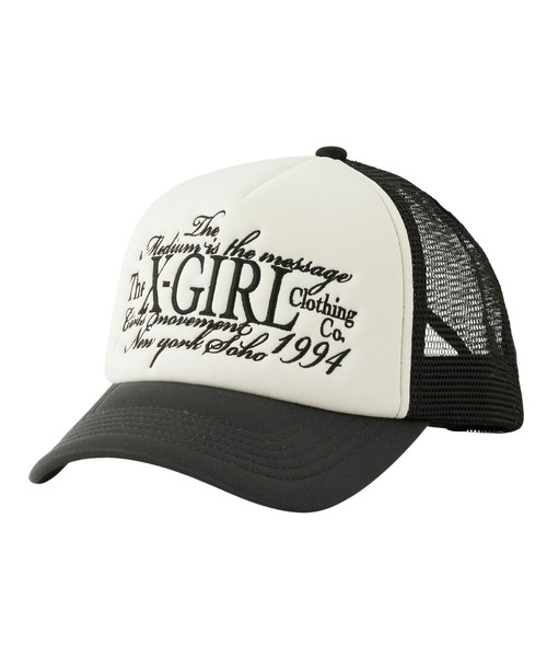 X-girl(エックスガール)の「LETTERING LOGO EMBROIDERED TRUCKER CAP(キャップ・レディース・ホワイト/ベージュ/ライトピンク・ONE SIZE)」の17枚目の写真
