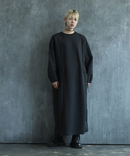 funda mine（ファンダマイン）の「[日本製]ダンボールコンビワンピース（ワンピース・レディース・ブラック/カーキ・02/01）」の4枚目の写真