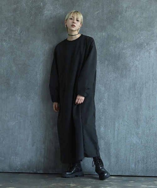 funda mine（ファンダマイン）の「[日本製]ダンボールコンビワンピース（ワンピース・レディース・ブラック/カーキ・02/01）」の6枚目の写真