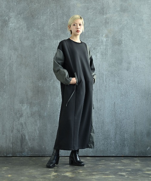 funda mine（ファンダマイン）の「[日本製]ダンボールコンビワンピース（ワンピース・レディース・ブラック/カーキ・02/01）」の10枚目の写真