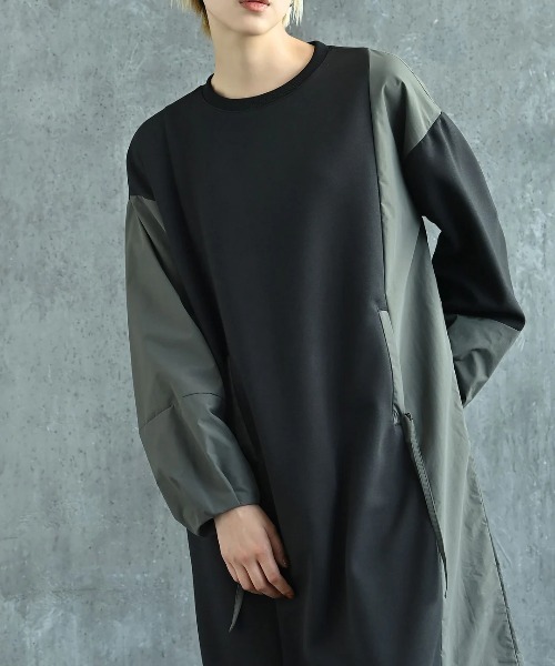 funda mine（ファンダマイン）の「[日本製]ダンボールコンビワンピース（ワンピース・レディース・ブラック/カーキ・02/01）」の11枚目の写真