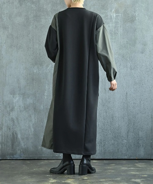 funda mine（ファンダマイン）の「[日本製]ダンボールコンビワンピース（ワンピース・レディース・ブラック/カーキ・02/01）」の12枚目の写真