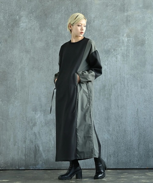 funda mine（ファンダマイン）の「[日本製]ダンボールコンビワンピース（ワンピース・レディース・ブラック/カーキ・02/01）」の13枚目の写真