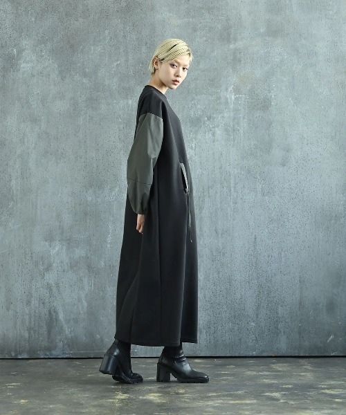 funda mine（ファンダマイン）の「[日本製]ダンボールコンビワンピース（ワンピース・レディース・ブラック/カーキ・02/01）」の14枚目の写真