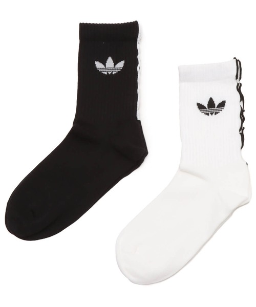 adidas(アディダス)の「adidas RUFFLE CREW SOCKS 2 PAIRS / アディダス ラフル クルー ソックス 2 ペアー(ソックス/靴下・レディース・ホワイト×ブラック・S)」の1枚目の写真