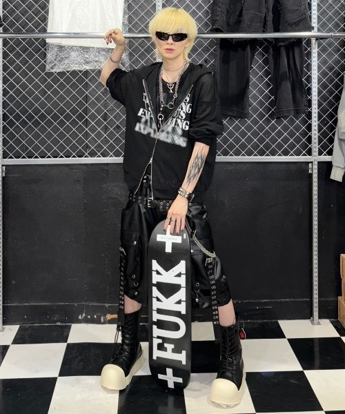 XU(エックスユー)の「【Never mind the XU】mesh zip up hoodie / 【ネバーマインド ザ エックスユー】メッシュジップアップパーカー(パーカー・メンズ・ブラック/ブラック×カーキ/ベージュ・ONE SIZE)」の22枚目の写真