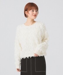 Ray BEAMS | カット ジャカード フリンジ クルーネック ニット(ニット/セーター)