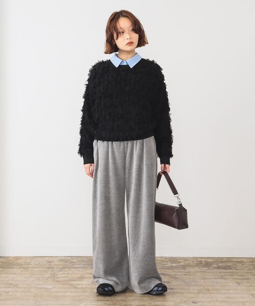 Ray BEAMS（レイビームス）の「カット ジャカード フリンジ クルーネック ニット（ニット/セーター・レディース・ブラック/オフホワイト/イエロー・ONE SIZE）」の16枚目の写真