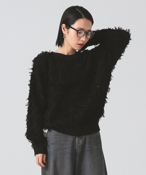 Ray BEAMS（レイビームス）の「カット ジャカード フリンジ クルーネック ニット（ニット/セーター・レディース・ブラック/オフホワイト/イエロー・ONE SIZE）」の21枚目の写真