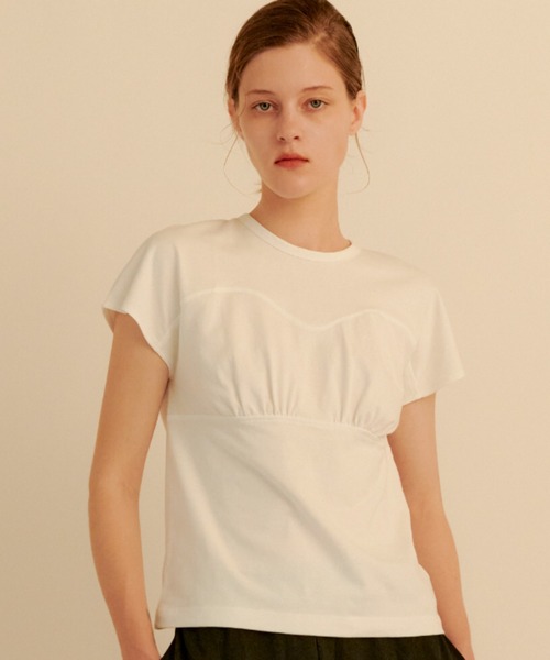 kiehtova(キエトヴァ)の「【kiehtova】BREEZE COTTON BUSTIER TEE/ブリーズ コットン ビスチェティー(Tシャツ/カットソー・レディース・ブラック/ホワイト・FREE)」の3枚目の写真