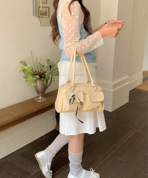 LETee(レティー)の「アウトポケット付ボストンバッグ(ボストンバッグ・レディース・ブラック/イエロー/アイボリー/ブラウン/レッド・FREE)」の12枚目の写真