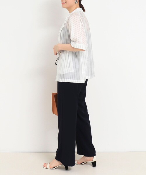 MICO COULIER（ミコクリエ）の「シルク調テーラーハーフスリーブジャケット（テーラードジャケット・レディース・ベージュ系その他/グレー系その他・38）」の6枚目の写真