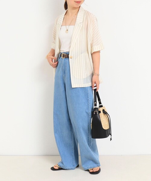 MICO COULIER（ミコクリエ）の「シルク調テーラーハーフスリーブジャケット（テーラードジャケット・レディース・ベージュ系その他/グレー系その他・38）」の14枚目の写真